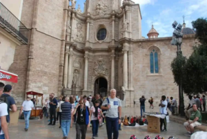 Baroque facade of the Valencia cathedral